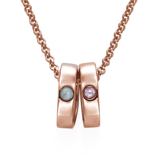 Rose Gold Plating Mother Ring Necklace with Engraving