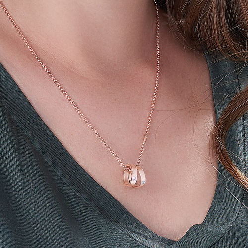 Rose Gold Plating Mother Ring Necklace with Engraving