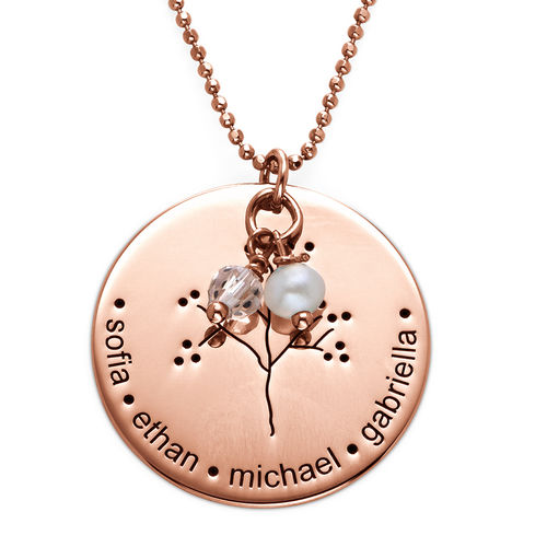 Rose Gold Plating Sterling Silver Family Tree Necklace