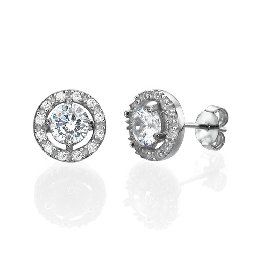 Round Cubic Zirconia Stud Earrings