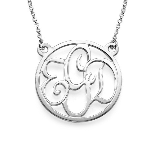 Round Monogram Necklace in Sterling Silver