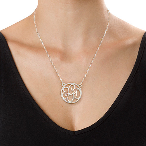 Round Monogram Necklace in Sterling Silver