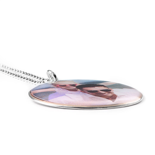 Round Pendant with Photo necklace in Sterling Silver