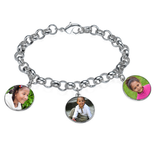 Round Shaped Photo Charm Bracelet