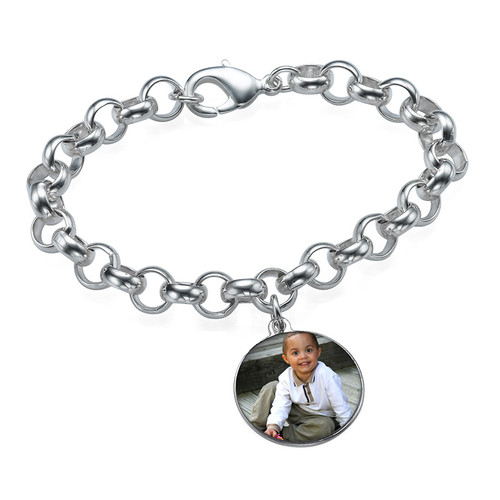 Round Shaped Photo Charm Bracelet