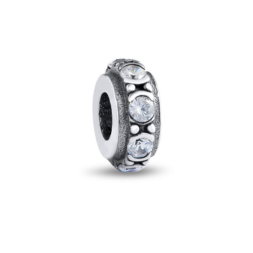 Round Spacer Bead with Cubic Zirconia
