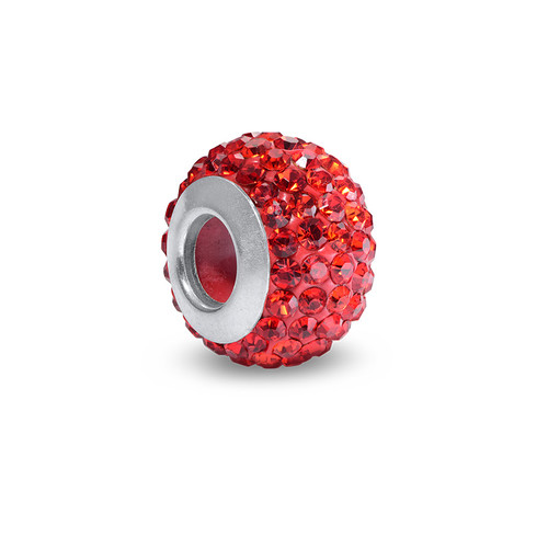 Ruby Birthstone Bead with Cubic Zirconia