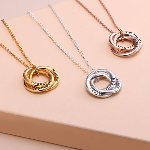 Russian Ring Necklace in Gold Plating - Irregular Circle Design