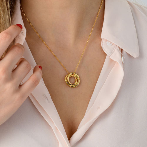 Russian Ring Necklace in Gold Plating - Irregular Circle Design