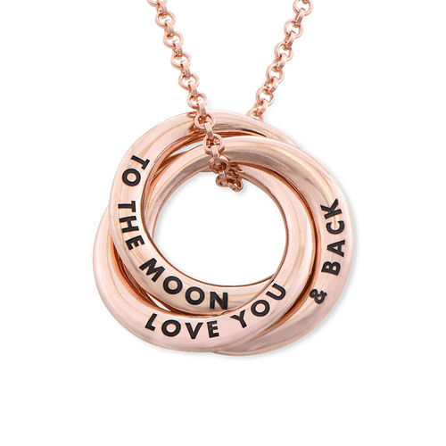 Russian Ring Necklace in Rose Gold Plating - Irregular Circle Design