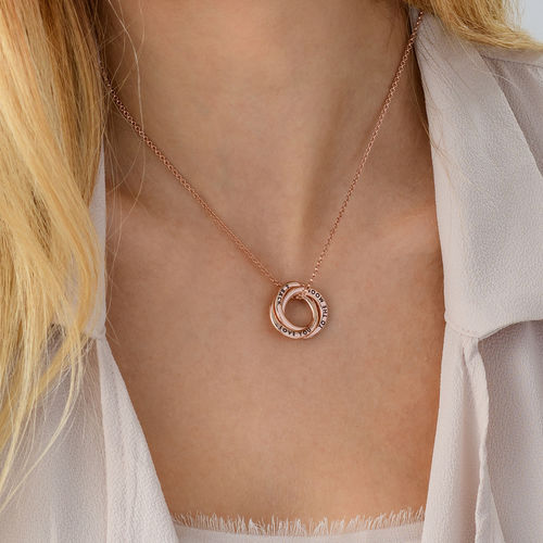 Russian Ring Necklace in Rose Gold Plating - Irregular Circle Design