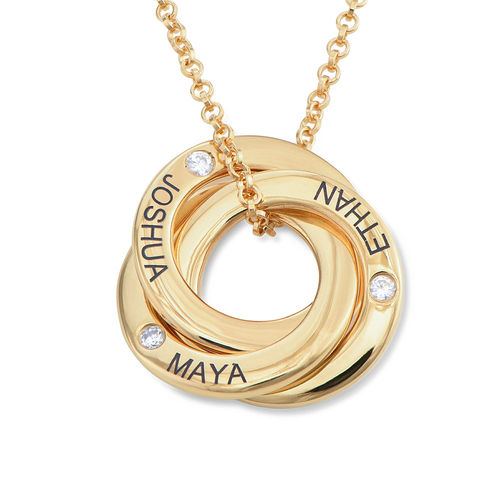 Russian Ring Necklace with Cubic  Zirconia in Gold Plating