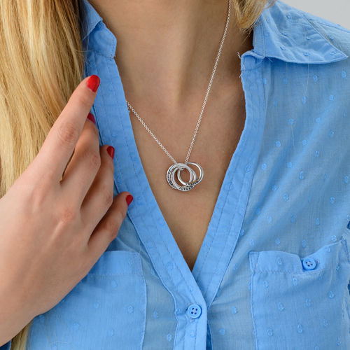 Russian Ring Necklace in Silver - Irregular Circle Design