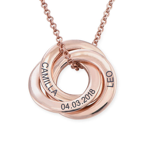 Russian Ring Necklace in Rose Gold Plated Silver - 3D Curved Design