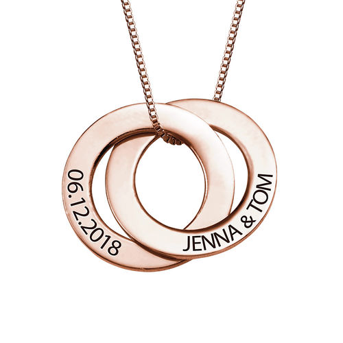 Russian Ring Necklace with 2 Rings - Rose Gold Plated