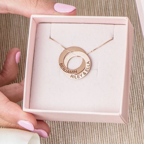 Russian Ring Necklace with 2 Rings - Rose Gold Plated