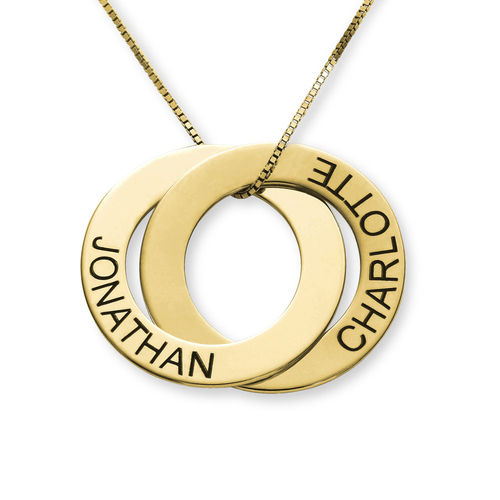 Russian Ring Necklace with 2 Rings in 10K Yellow Gold