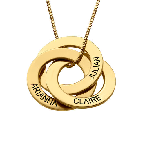 Russian Ring Necklace with Engraving - Gold Plated