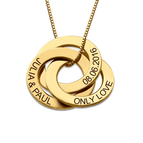 Russian Ring Necklace with Engraving - Gold Plated