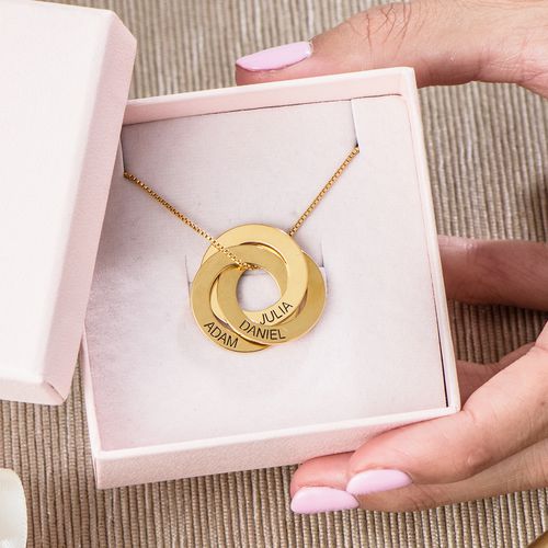 Russian Ring Necklace with Engraving - Gold Plated