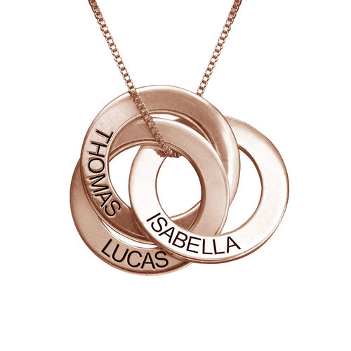 Russian Ring Necklace with Engraving - Rose Gold Plated