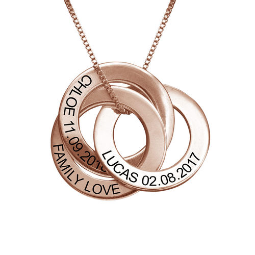 Russian Ring Necklace with Engraving - Rose Gold Plated