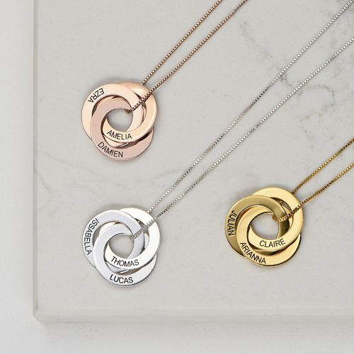 Russian Ring Necklace with Engraving - Rose Gold Plated