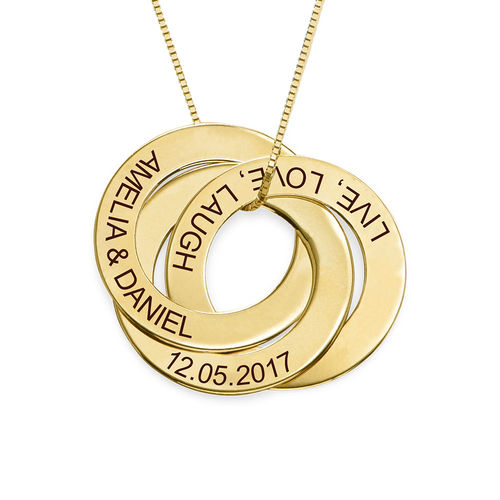 Russian Ring Necklace with Engraving in 10K Yellow Gold