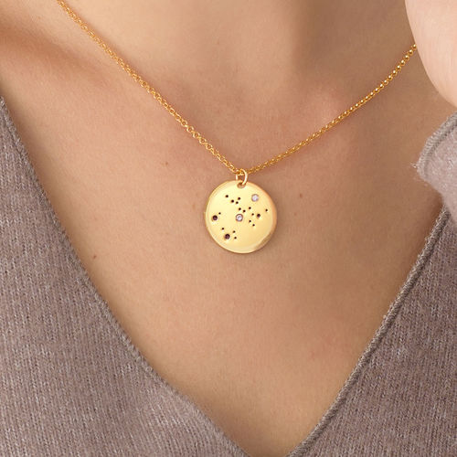 Sagittarius Constellation Necklace with Diamonds in Gold Plating