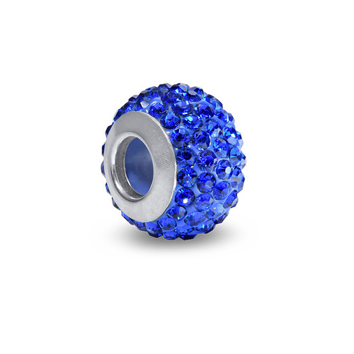 Sapphire Birthstone Bead with Cubic Zirconia