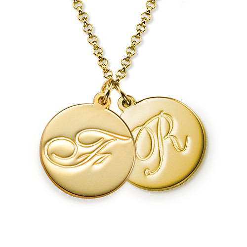 Script Initial Pendant Necklace in 18k Gold Plating