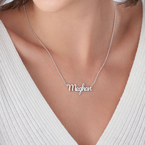 Script Name Necklace in Sterling Silver