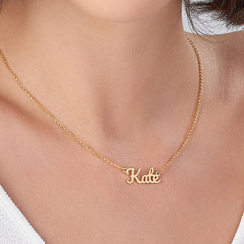 Script Name Necklace with 18K Gold Plating