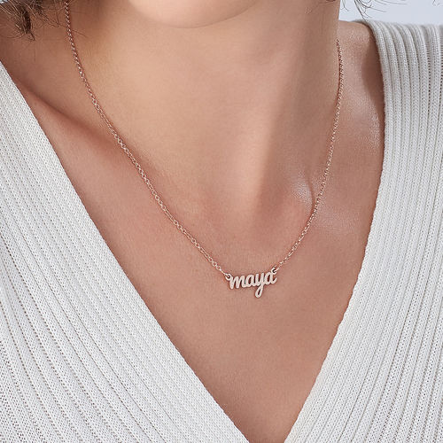 Script Name Necklace with 18K Rose Gold Plating