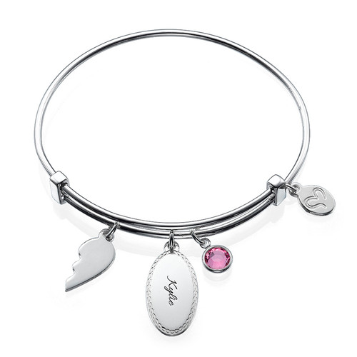 Set of 2 Friendship Bangle Bracelets with Charms