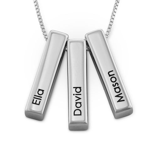 Short 3D Bar Necklace in Silver