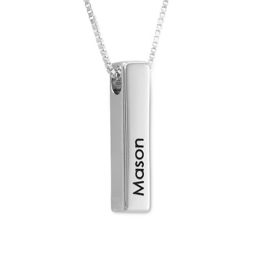 Short 3D Bar Necklace in Silver