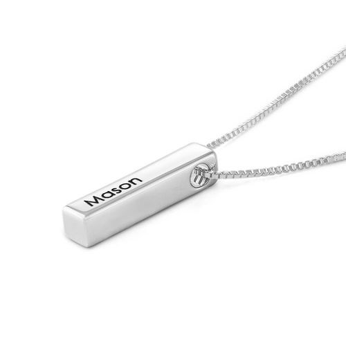 Short 3D Bar Necklace in Silver