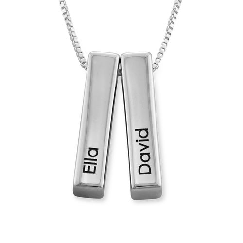 Short 3D Bar Necklace in Silver