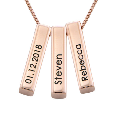 Short 3D Bar Necklace in Rose Gold Plating