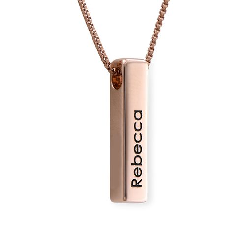 Short 3D Bar Necklace in Rose Gold Plating