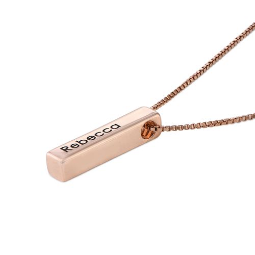 Short 3D Bar Necklace in Rose Gold Plating