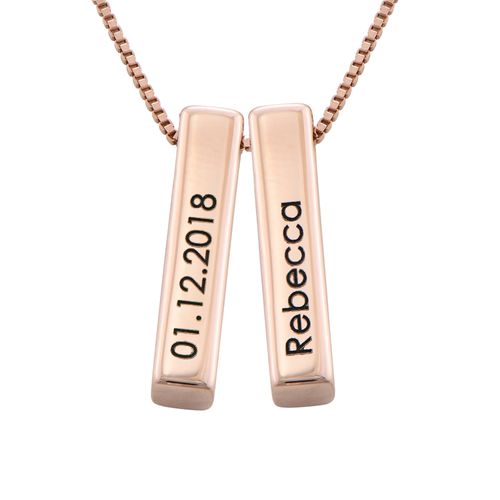 Short 3D Bar Necklace in Rose Gold Plating