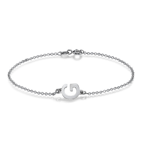 Sideways Initial Bracelet in Silver