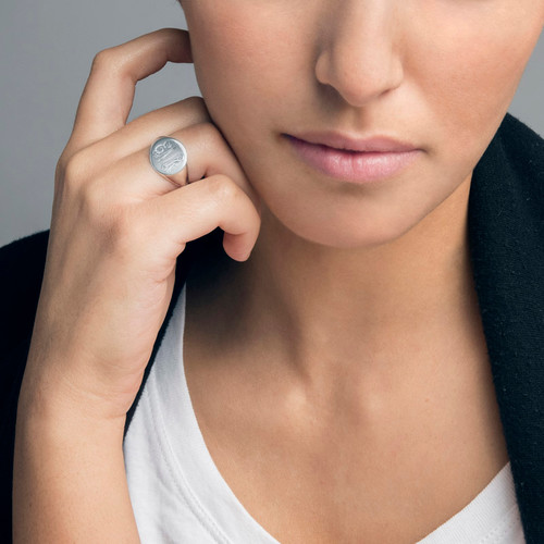 Signet Ring in Sterling Silver with Engraved Monogram