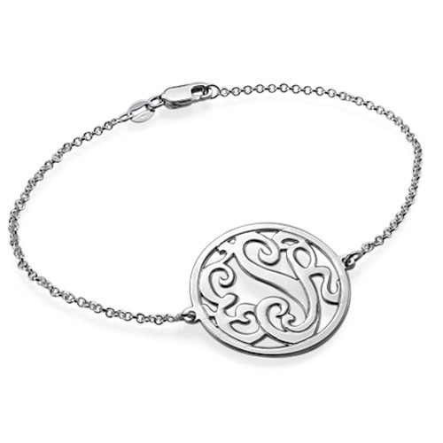 Silver Circle Monogram Bracelet