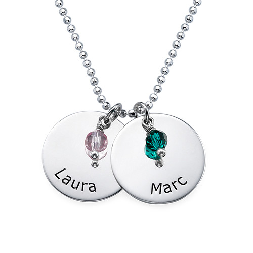 Silver Grandma Necklace with Birthstones