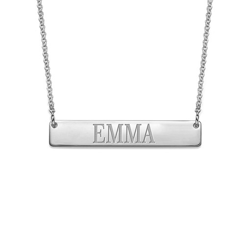 Silver Engraved Bar Necklace