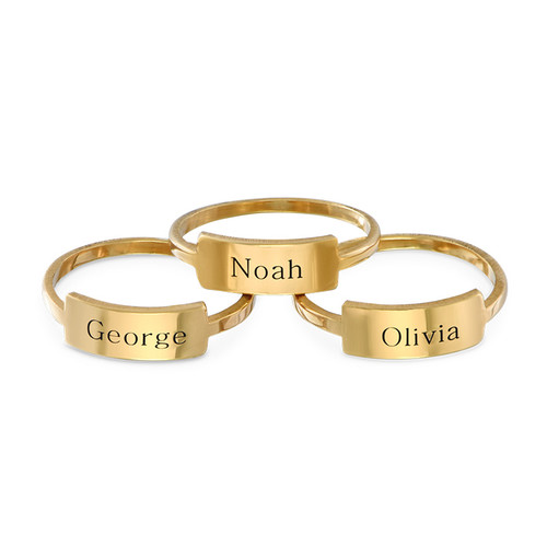 Silver Engraved Nameplate Ring - Gold Plated