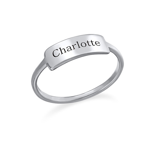 Silver Engraved Nameplate Ring